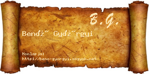 Benő Györgyi névjegykártya